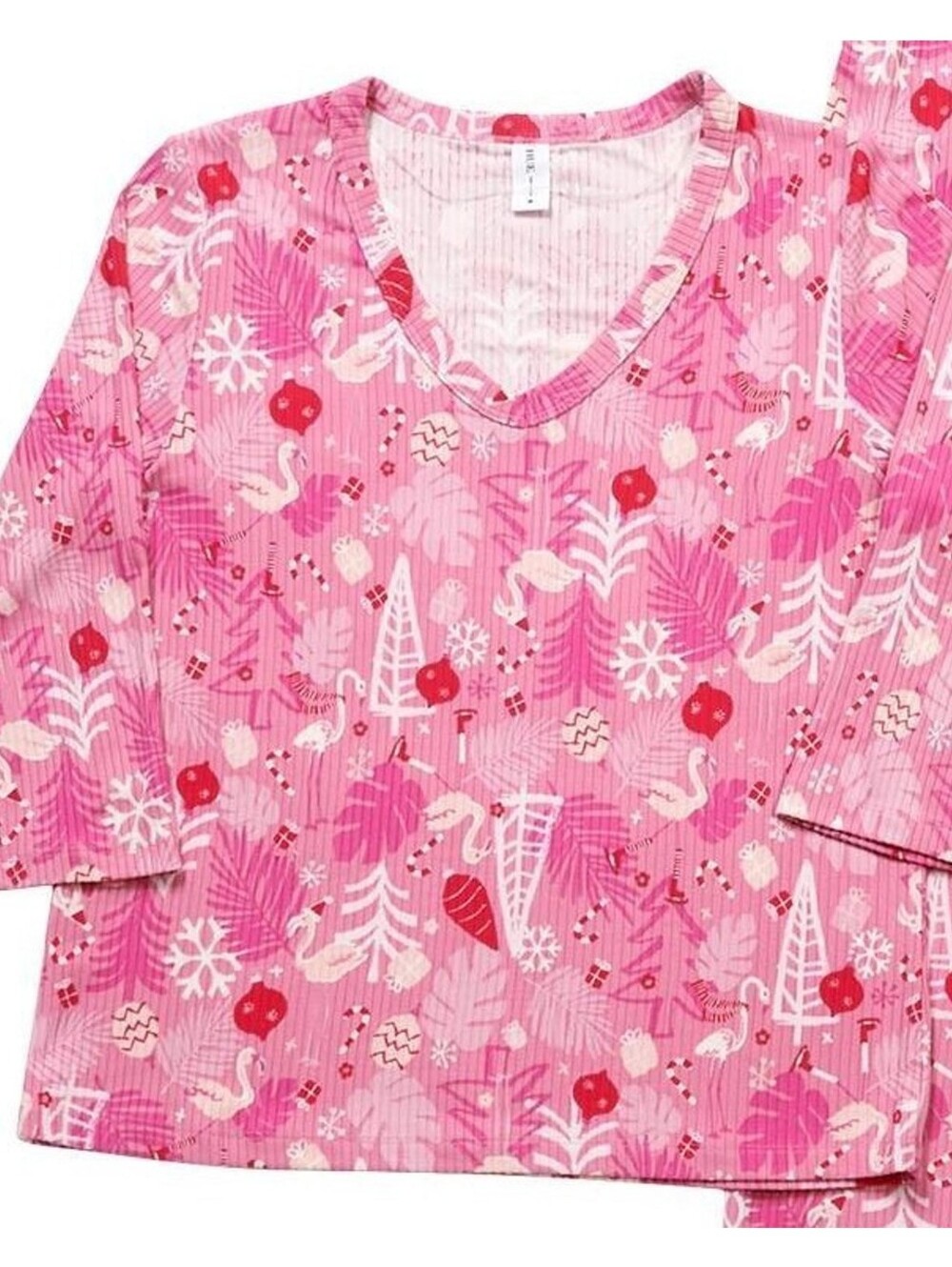 NWT "HUE" Ultra Ribbed 2-Piece Holiday Pajama Set Woman's Size Large